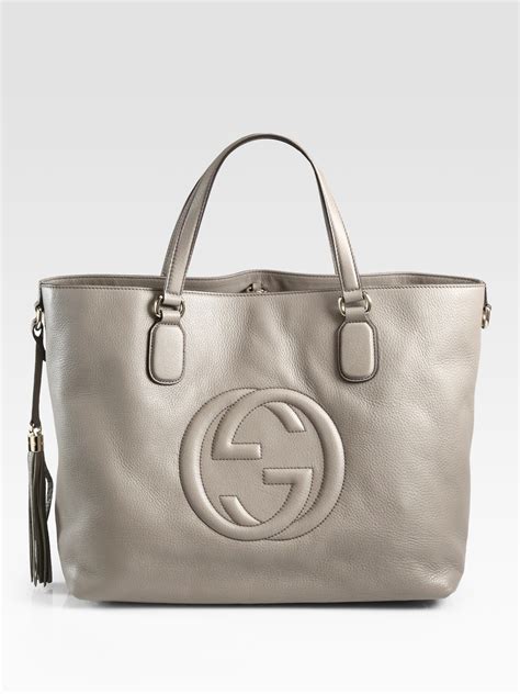 gucci tote grey|Gucci tote with zipper.